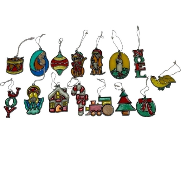 Handmade Sun Catchers Christmas Ornaments 15 Wreath Christmas Tree Train Angel - Picture 1 of 14